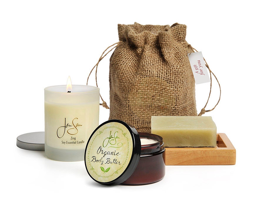 Organic 4-Piece Bath and Body Aromatherapy Gift  Bag Set