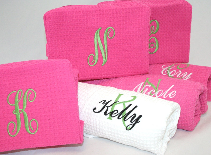 Personalized Robe & Cosmetic Bag Bridesmaid Gift Set - monogrammed embroidered