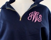 Monogram Sweatshirt 1/4 zip Personalized Preppy Sweater