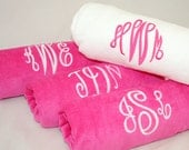 Hot Pink Monogram Wrap Bridesmaids Gift Velour Spa Wrap