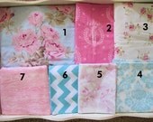 32x32 French Hatbox Pink & Blue Patchwork and Minky Blanket Made to Order
