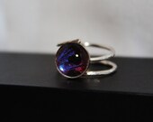 Real Sunset Moth Wing Sterling Silver Purple  Ring Adjustable (6-7) Real Butterfly Wing