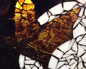 Bat flying over moon mosaic "After Midnight"