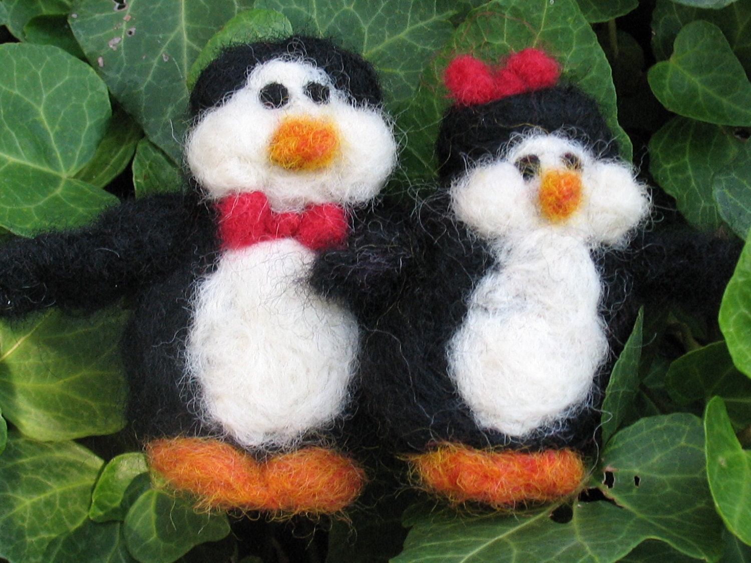 Penguin Couple Needle Felted Cake topper