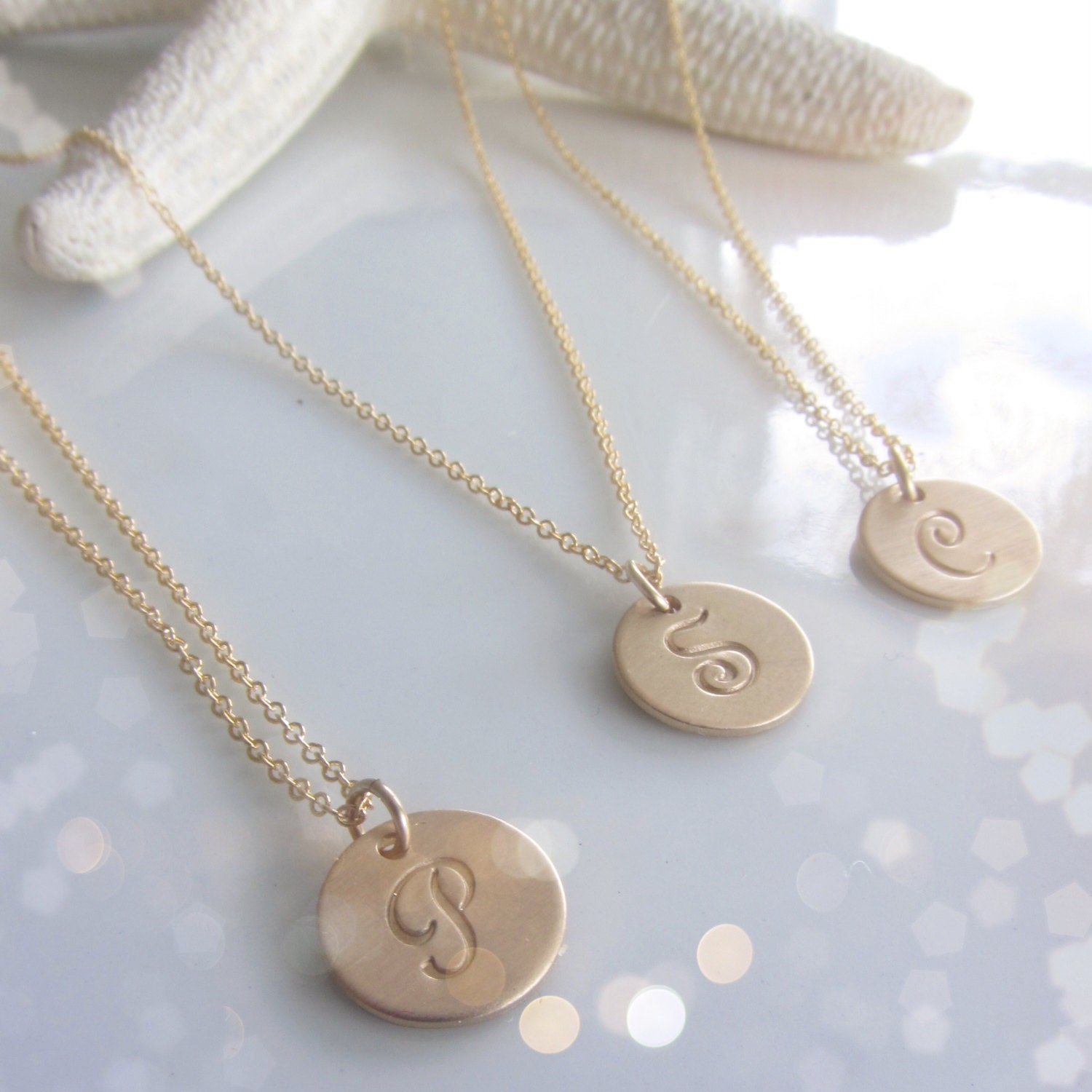 Gold Initial Necklace in French Script
