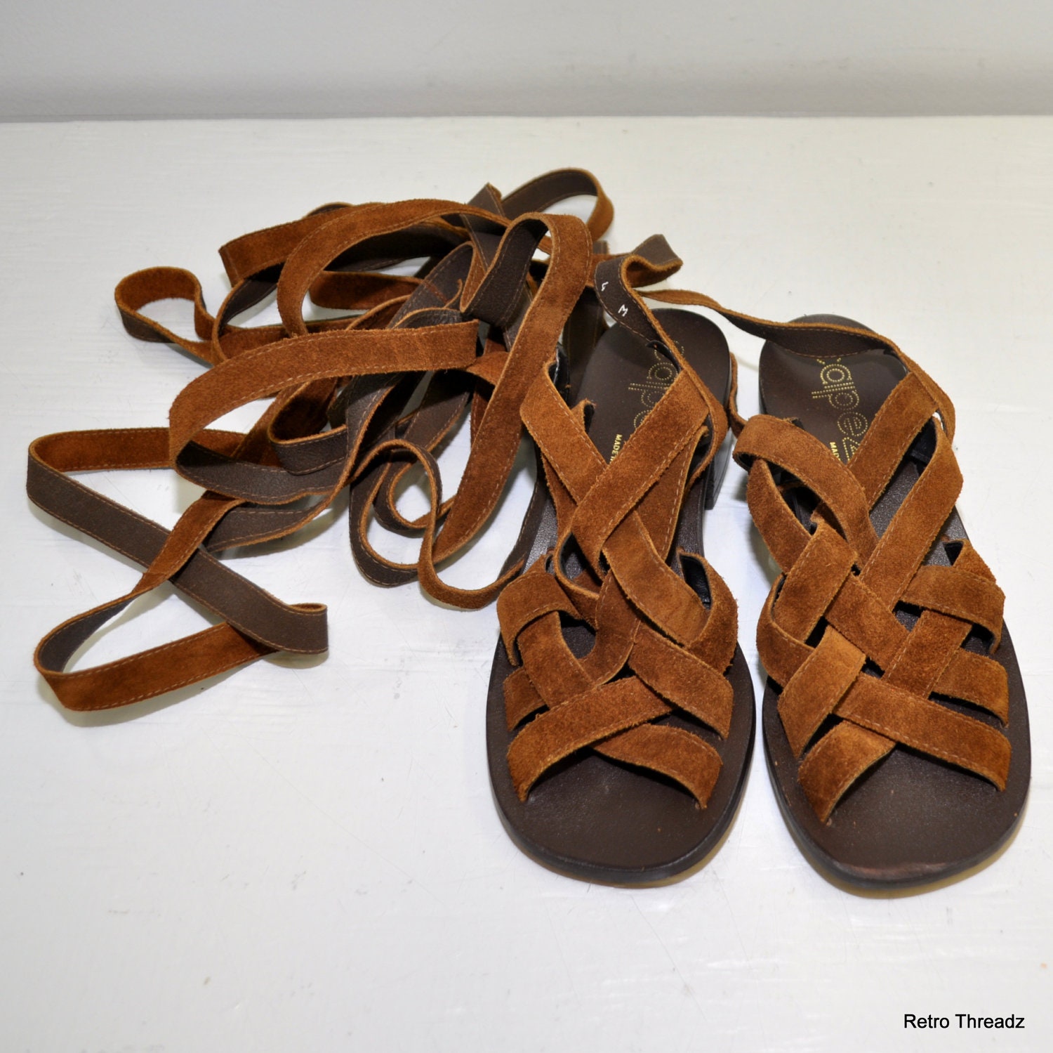 leather lace up gladiator sandals