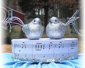 Wedding CAKE TOPPER Musical Birds Musician Musicians BRIDE Musical Score Love Birds