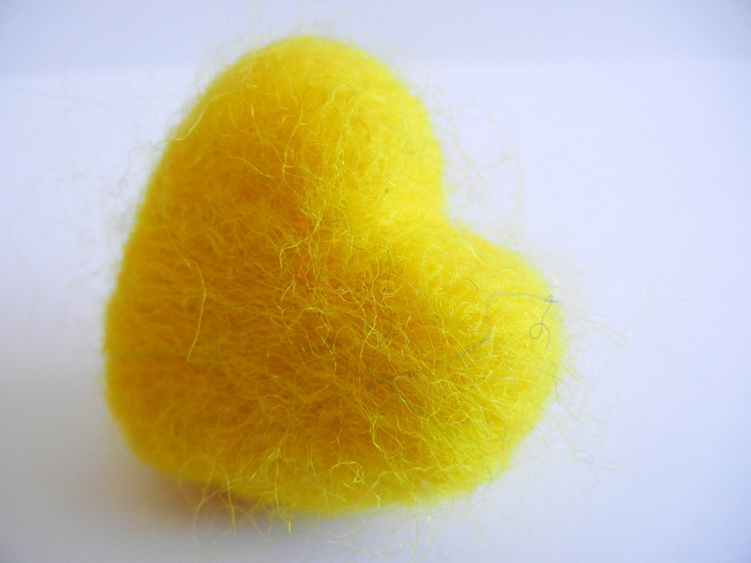 Sunshine Yellow Heart, Hand Felted Brooch, Golden Sun Heart Pin