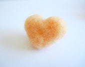 Fresh Peach Heart, Hand Felted Brooch, Apricot Color Heart Pin