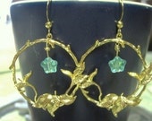 Evening Starlight ... leafy branches, Czech fired stars, dangling earrings