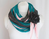 blue jersey and lace taffy scarf