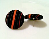 halloween stripes - fabric button earrings