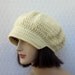 Cream Crochet Hat - Womens Off White Newsboy Cap - Ladies Hat with Brim
