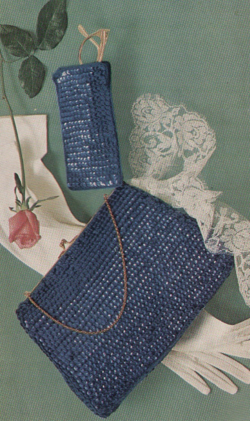 Vintage 1960s Mad Men Crochet Sequin Bag and Eyeglass Case Pattern PDF 6514
