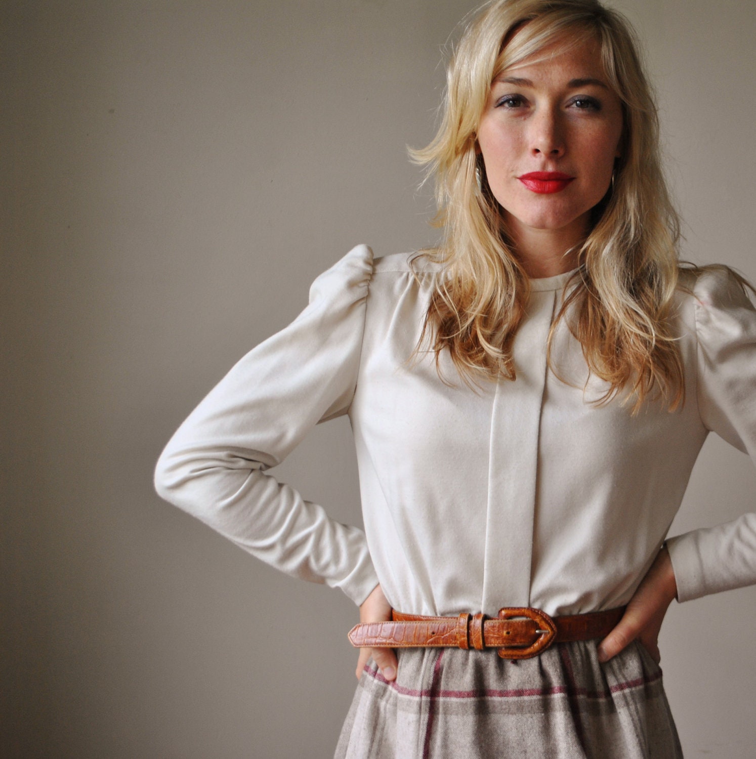 1970s Wool plaid school dress