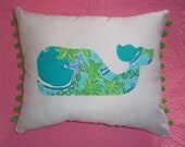 Made to Order pillow, New custom Whale Pillow made with Lilly Pulitzer Pool Party fabric