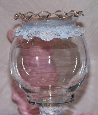 Glass Candy Dish Stand Compote Blue Pedestal Stand