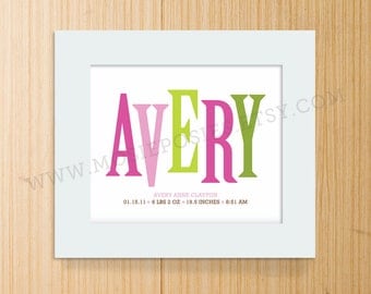 Personalized Name and Birth Announcement Print