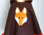 Fox Poncho Cape in Orange Tulip Hood - Size 12mos-2T, 3/4T, 5/6 - by The Trendy Tot