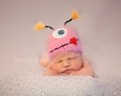 Pink Little Monster Newborn Baby Hat, Photography Prop