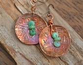 Handmade Large Tribal Buttons and Chrysophrase Earrings