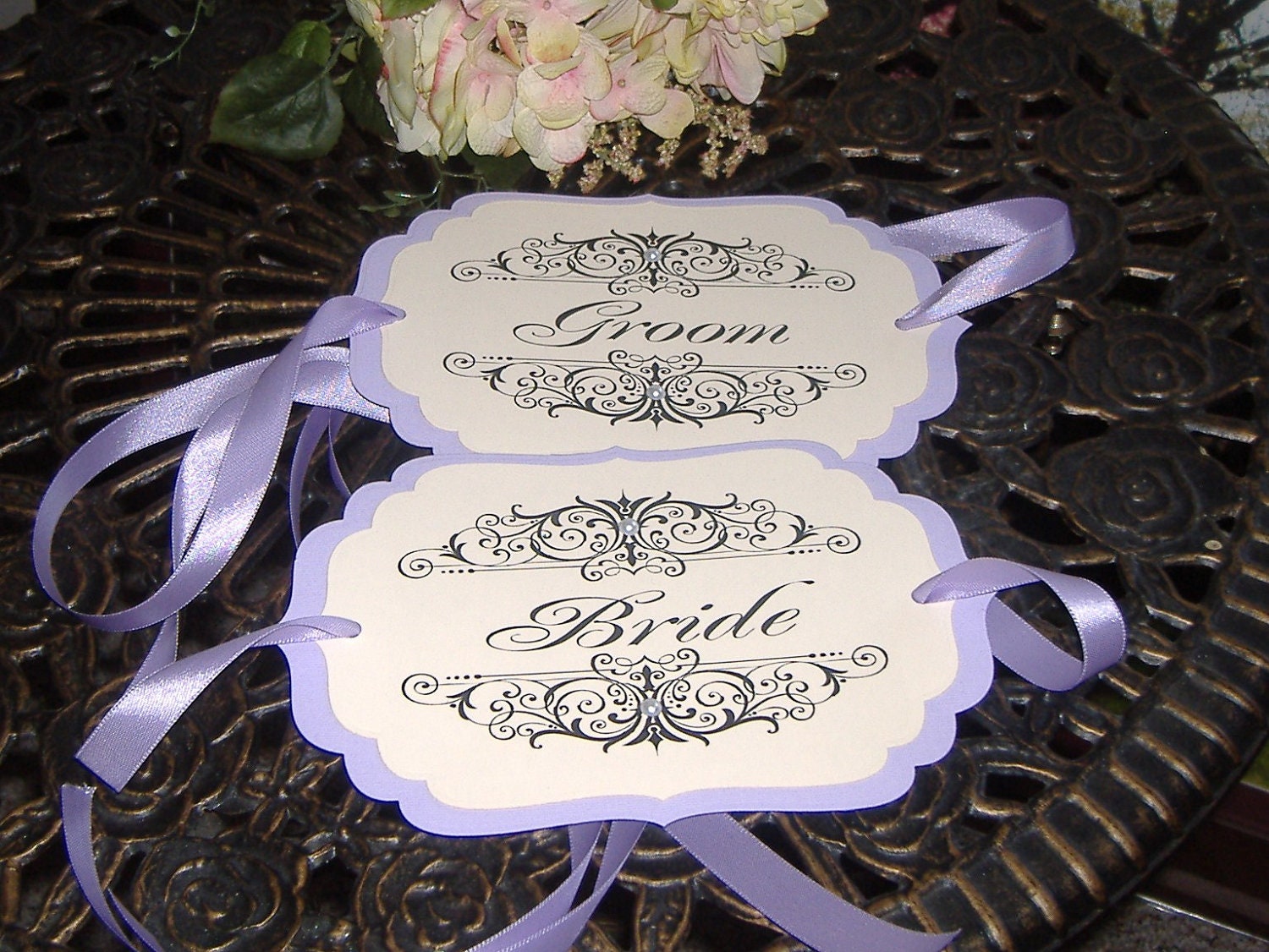 Wedding Signs Mr and Mrs Chair Signs -  Set of two with crystals