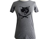 Pirate Cat T Shirt - Kitty Crossbones Ladies T Shirt - (Available in sizes S, M, L, XL, 2XL)