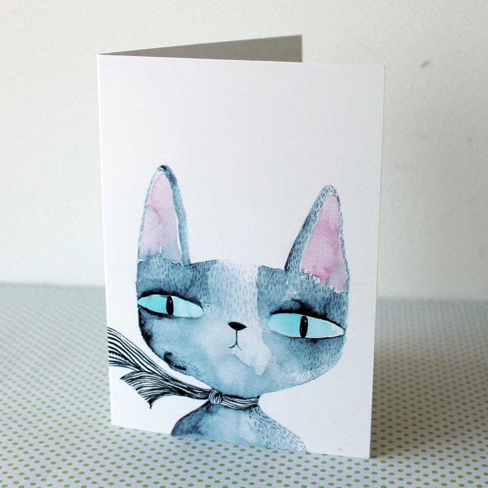 Blue eyed cat card