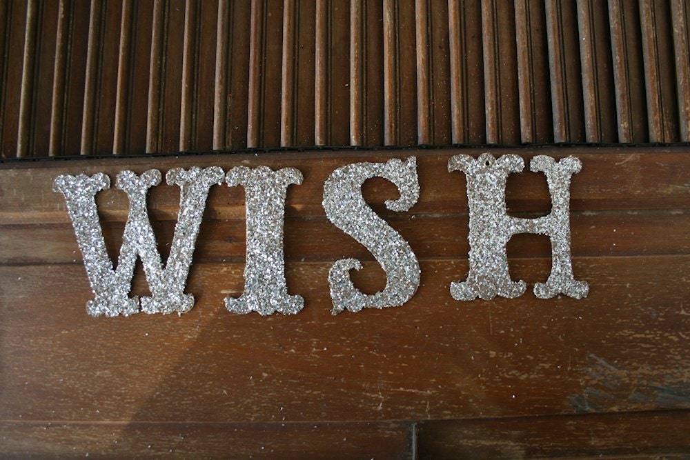 WISH Glittered Letters OOOPS one with a grommet