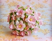 Blush pink Petite Primrose Vintage style roses bunch Millinery Flower Bouquet