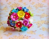 Rainbow Asst Petite Primrose Vintage style roses bunch Millinery Flower Bouquet