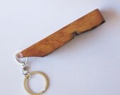 Green Bits keychain, Stavlet, recycled reclaimed oak wine barrel stave, natural oak, one of a kind.