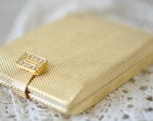 vintage gold compact with rhinestone latch--Max Factor