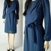 vintage navy BIRDS SUMMER DRESS semi sheer. wrap. womens s/m
