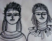 Hey girlfriend - original expressive embroiderd portraits