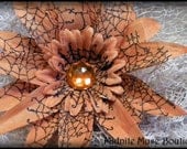 Halloween Flower Clip - Orange with Black Spider Webs-  Original Design -Perfect for the Uncommon Lady - Ready to ship