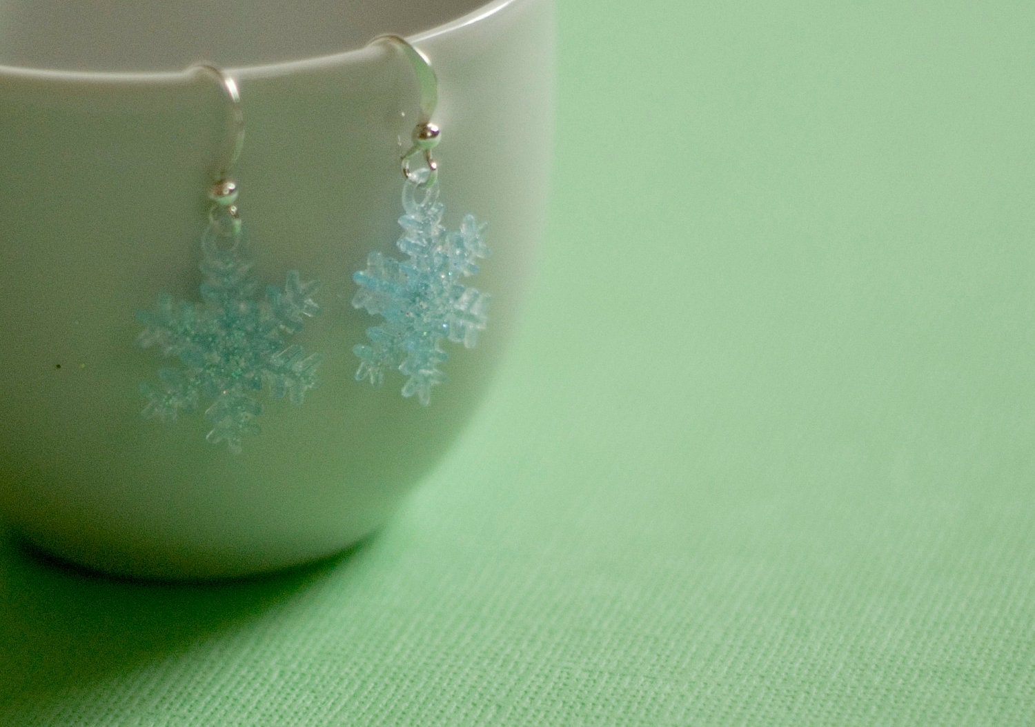 Dangly Clear Glitter Snowflake Earrings