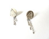 Black Friday-Triangle dangle earrings Sterling silver studs Gift for her - CyKLu