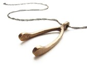 Wishbone Necklace - medium rustic wishbone - bronze wishbone necklace FREE SHIPPING SALE