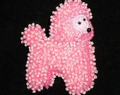 PINK MINIATURE POODLE diva dog beaded art pin/ pendant for Valentine's Day (Ready to Ship)