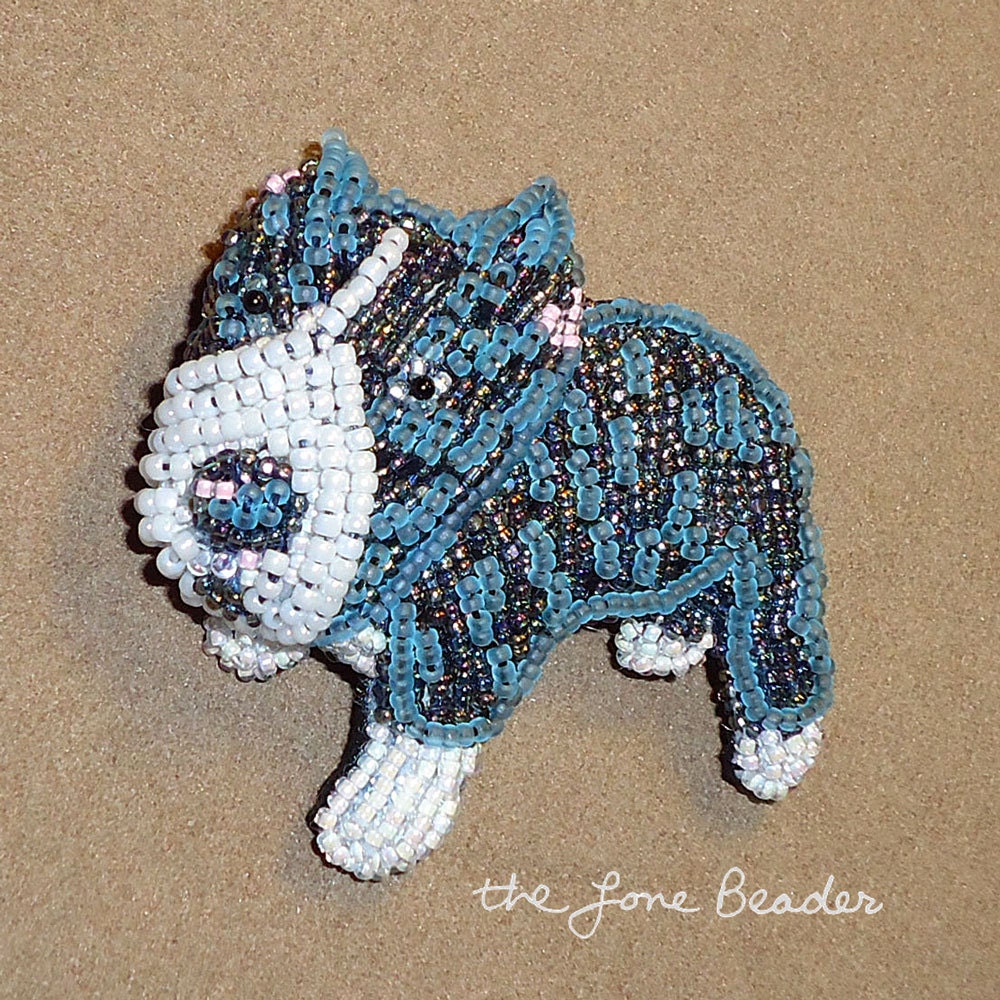 Beaded Blue-Nose Pitbull Pin/ Pendant - dog jewelry for humans (Made to Order)