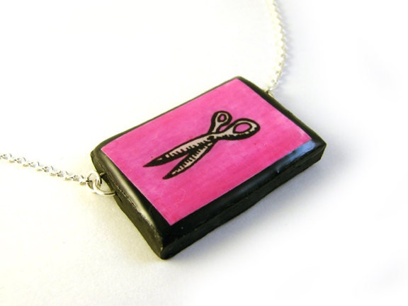 Hot Pink Scissors Necklace