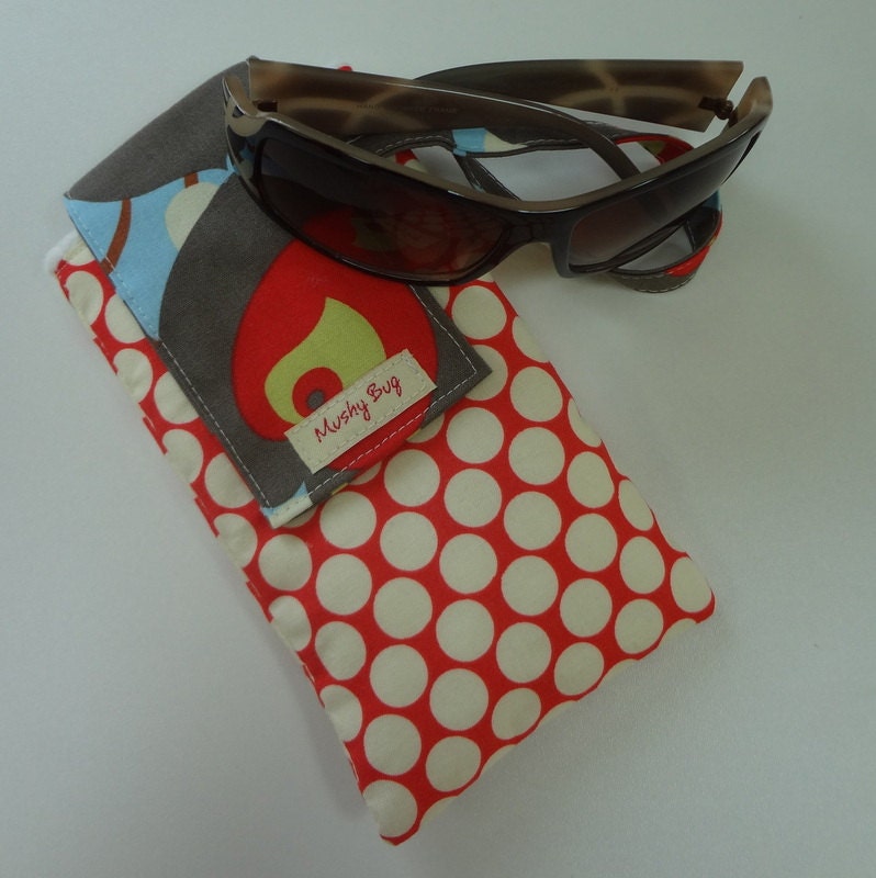 Glasses Case in Amy Butler Cherry Full Moon and Morning Glory Linen (see shop annc. for free shipping offer)
