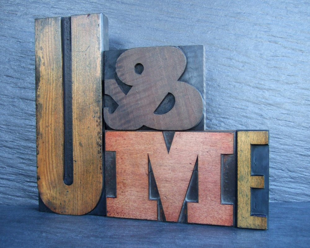 Mighty U and ME - Vintage Letterpress Words