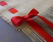 Burlap Runner with Red Ribbon