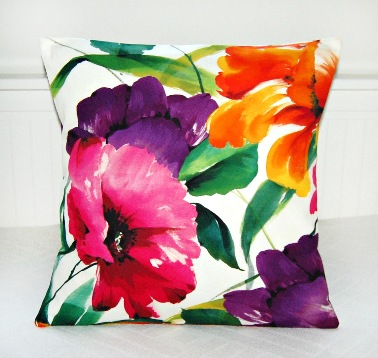 large flowers cushion cover, floral art decorative pillow cover 18 inch
