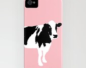 Cow on pink on your iPhone Case - (3GS, 3G, 4S, 4, 5) , pink, color, iphone, cases, robust, personalized,animal,cow,  iPhone 5