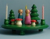 Wooden Birthday Decor - Cake Topper - Wooden Woodland Double Fairy / Montessori Waldorf Toy.