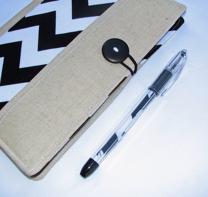 FREE SHIPPING - Designer Carryall Clutch List taker or kindle cover in Black Chevron - Last one