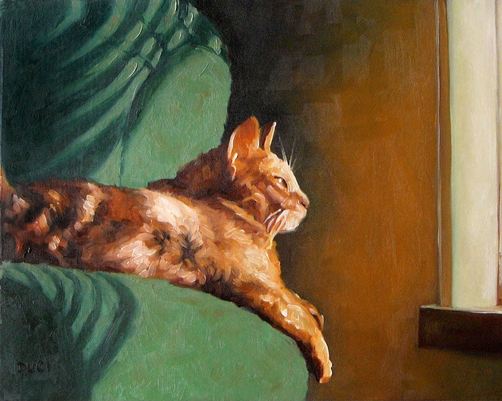 Wistful Whiskers, custom Pet Portrait Oil Painting by puci, 8x10"